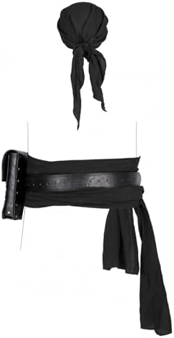 Renaissance Pirate Belt with Pouch Waist Bag, Pirate Head Scarf 6-Pack