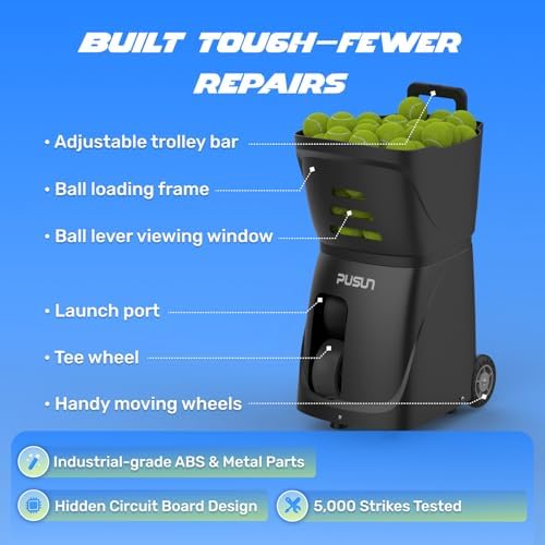 PUSUN|PT-Smart Tennis Ball Machine: App Control with 12 Built-in Training Mod...