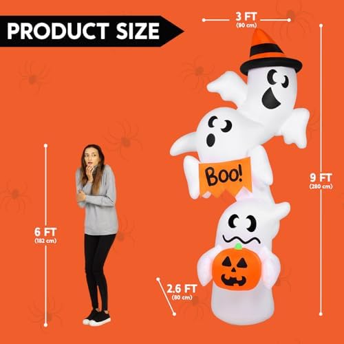 JOYIN Halloween Inflatable Ghost Outdoor Decorations, Giant Overlap Ghost Inf...