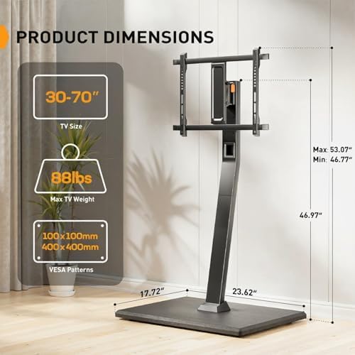 Perlegear Rolling TV Stand with Power Outlet for 32–70 inch TVs
