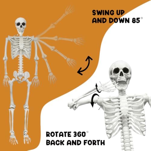5.4FT Life Size Skeleton with Cat Dog, Plastic Skeleton for Halloween Decor