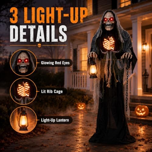 5.6FT Animatronics Grim Reaper Halloween Indoor Outdoor Decorations