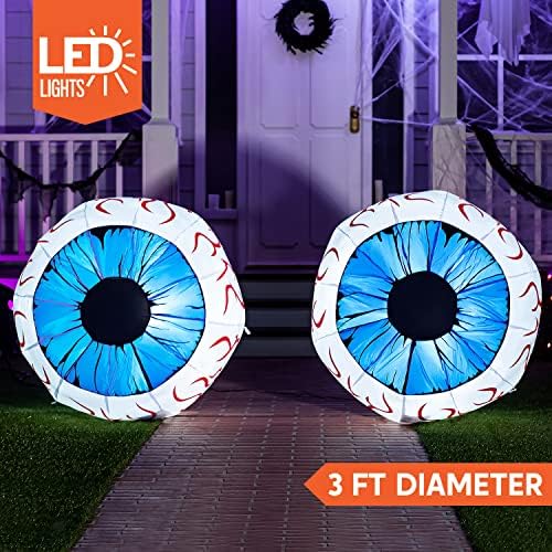 Joiedomi 3Ft Halloween Inflatable Large Set of Eyes, Light Up Eyeball with Bu...