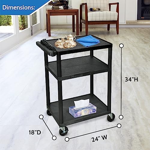Luxor LP34E-B 34"H AV Cart - Three Shelves Electric