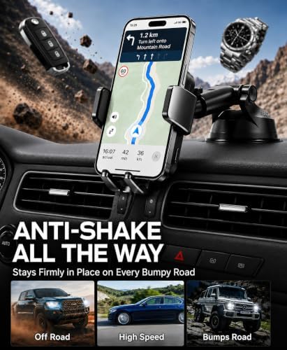HTU Upgraded 15W Fast Charging Auto-Clamping Wireless Car Charger Mount