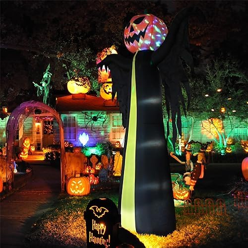 10.3Ft Halloween Inflatable Pumpkin Ghost, Halloween Blow Up Yard Decoration ...