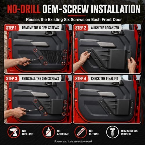 Mabett Front Door Pockets Storage Set for 2021-2026 Ford Bronco Accessories