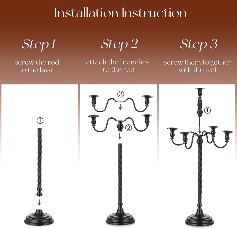 Candeldo 28 Inches Black Floor Candelabra Halloween Decorations Set of 2