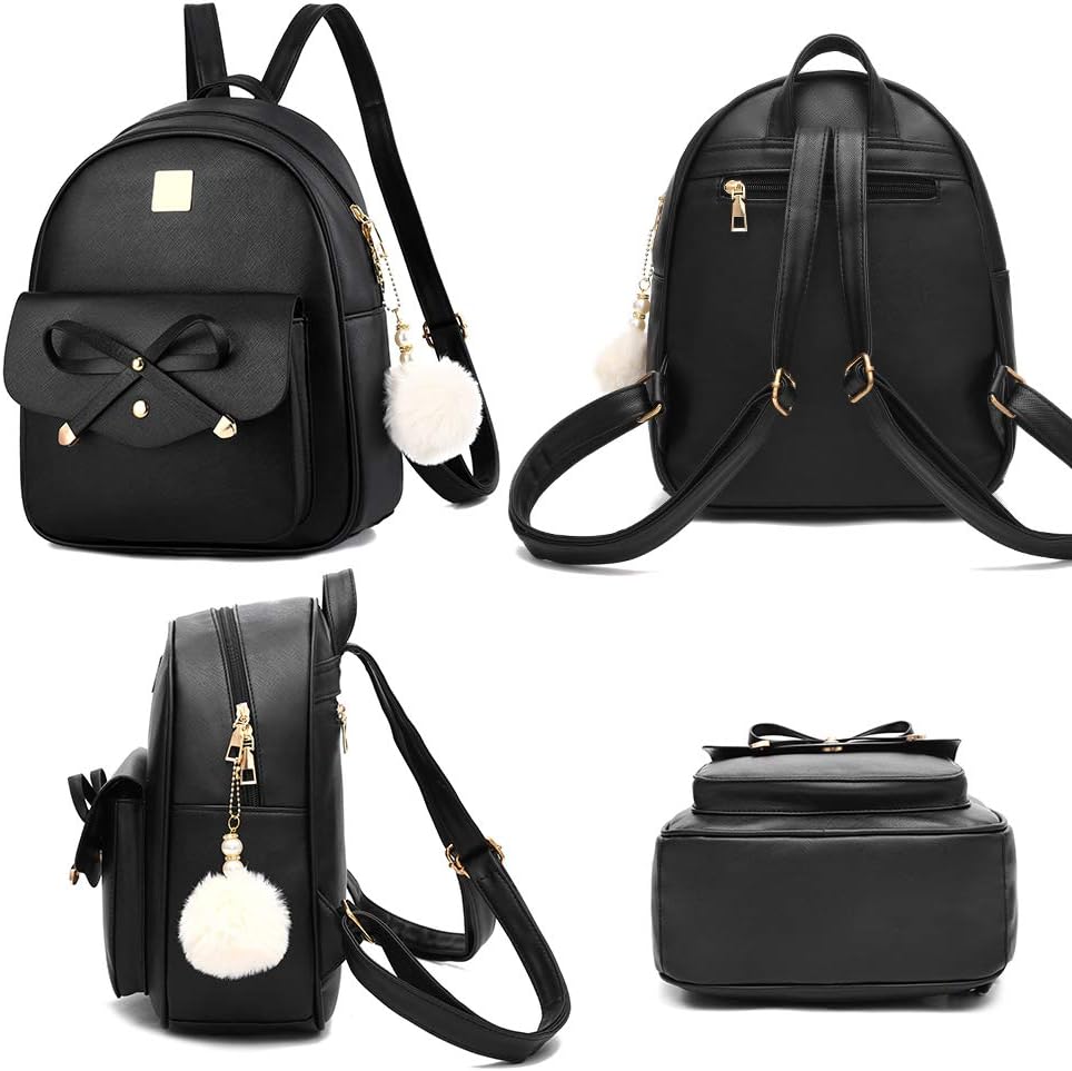 I IHAYNER Girls Bowknot 3-Pieces Fahsion Leather Backpack Backpack Purse for ...