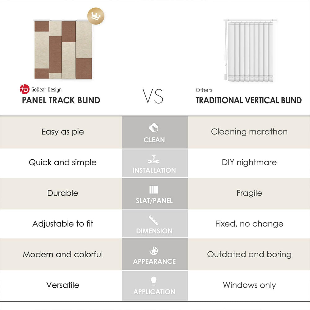 GoDear Design Vertical Blinds Woven Windows 45.8"-86" x 96", A...