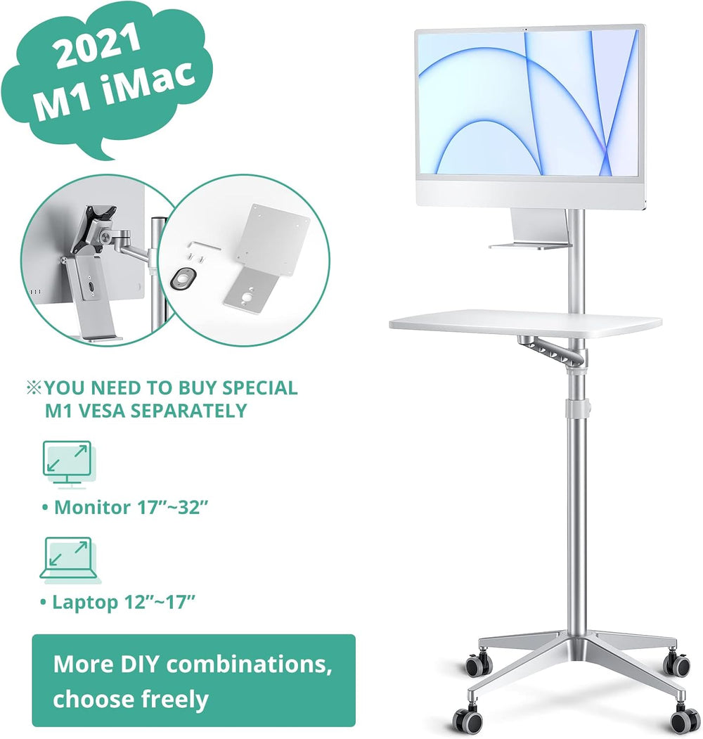 viozon Mobile Desk,Mobile Workstation,Mulitiuse Rolling Laptop Floor Stand,34...
