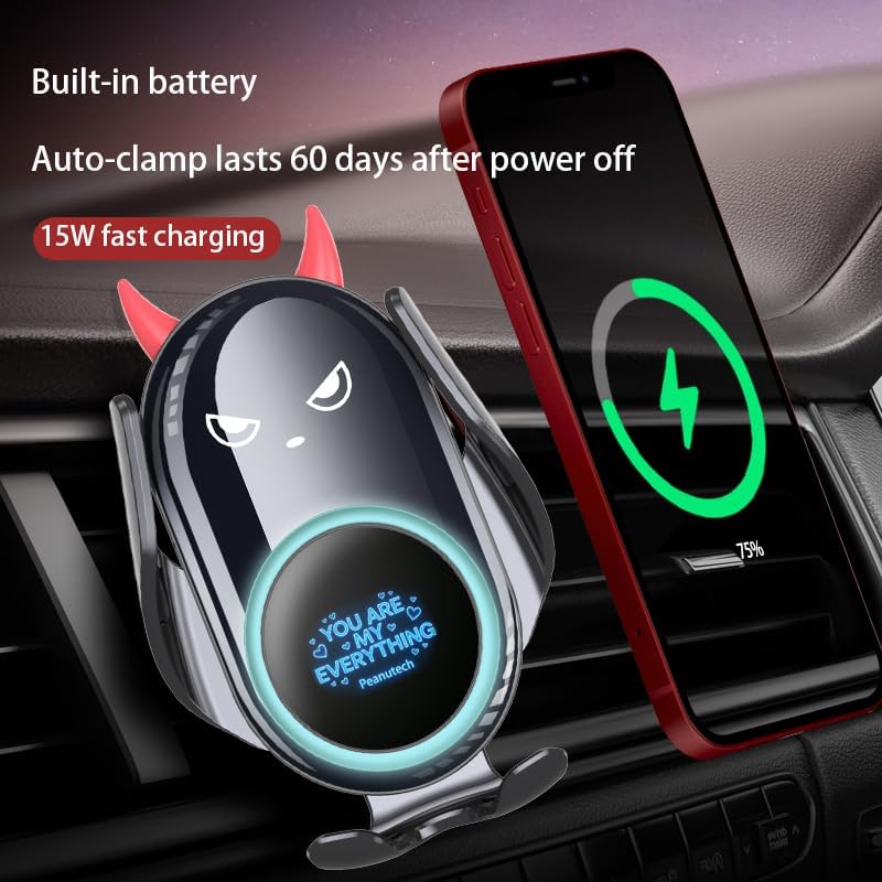 Black Demon Wireless Car Charge Holder, Cute Car Phone Mount Auto Clamp