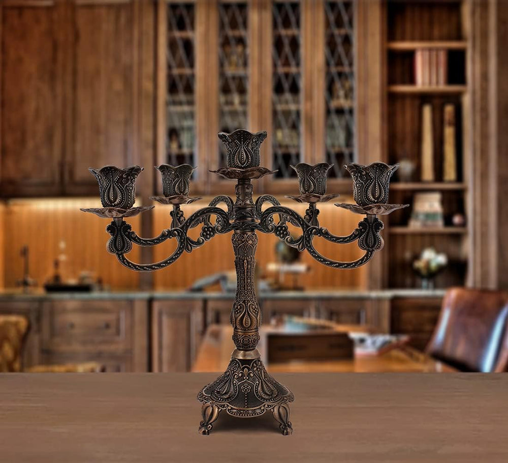 5-Candle Metal Candelabra 10.3 Inch Tall Candlestick Candle Holders for Home ...