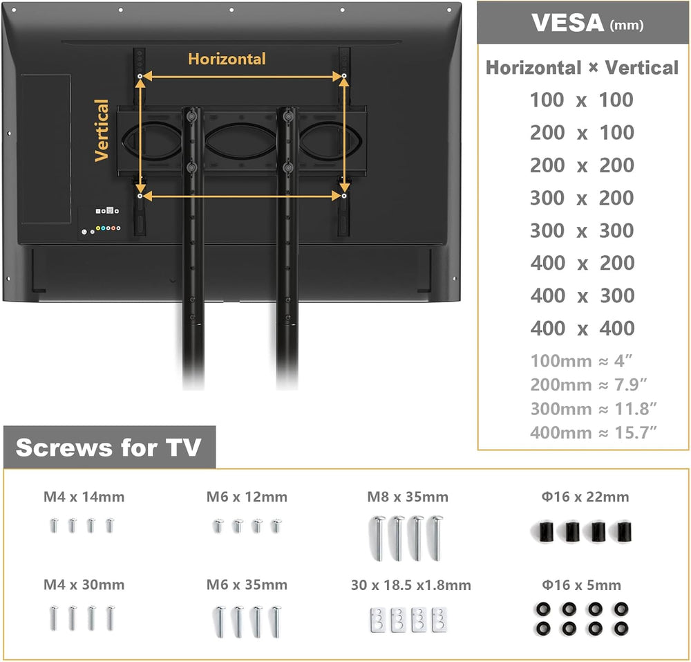 Mobile TV Stand with Upgraded Wheels for 32-75 Inch TVs up to 88 lbs