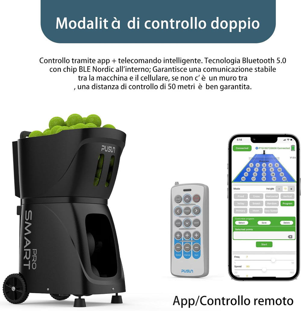 Smart Tennis Ball Machine - Auto Serve with APP/Remote/iWatch Control, 120km/...
