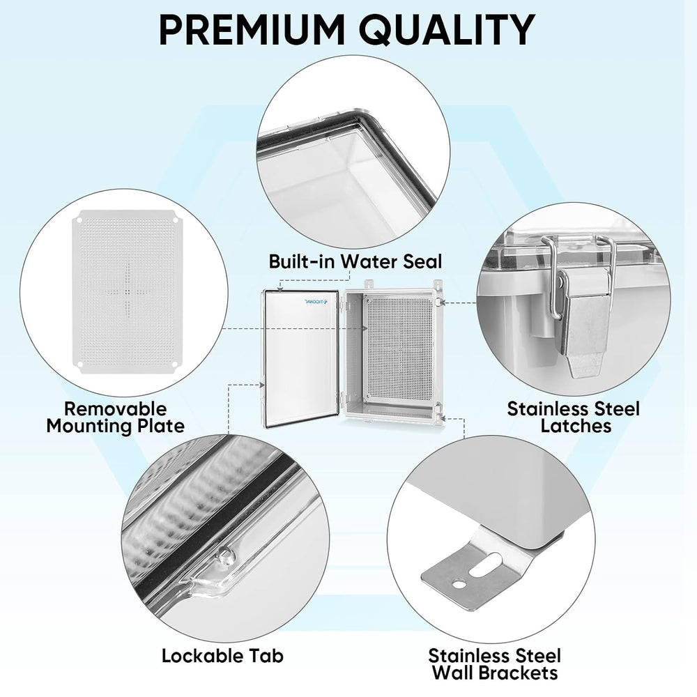 TICONN Outdoor Electrical Box Waterproof, ABS IP67 Junction Box Enclosure