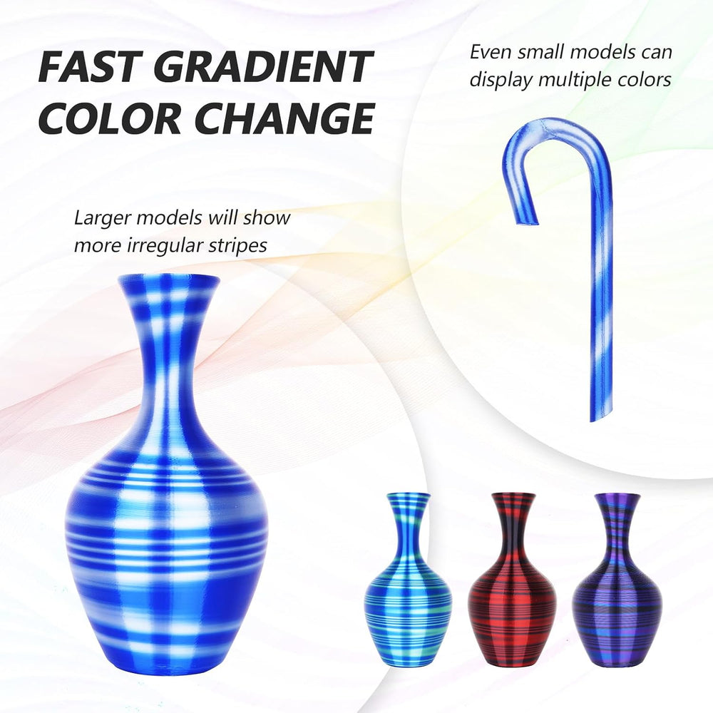 AMOLEN Silk PLA 3D Printer Filament Bundle, Shiny Multicolor Rainbow PLA Fila...