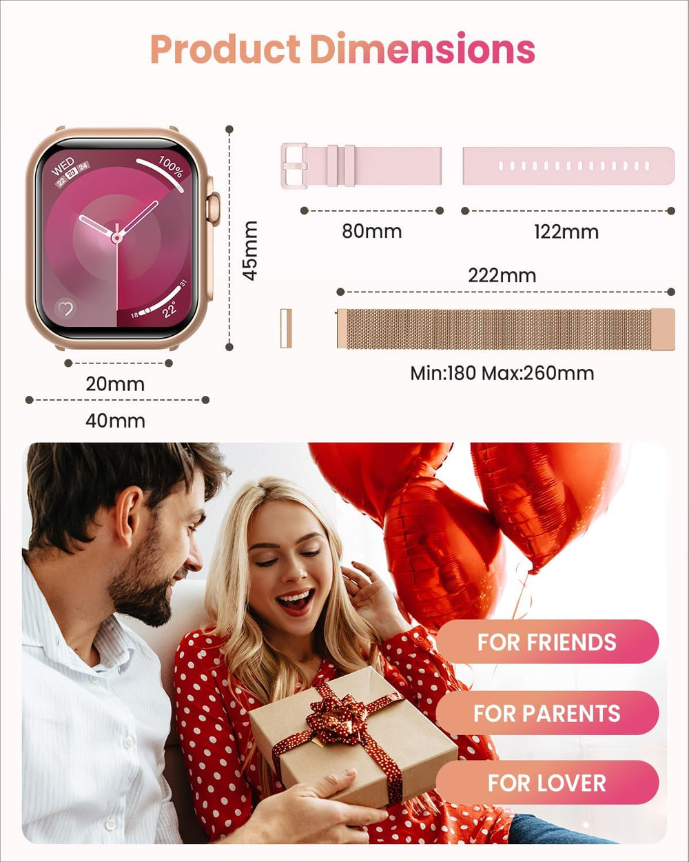 Smart Watches for Women,1.85"Fitness Trackers with Answer/Call,with 2 Bands