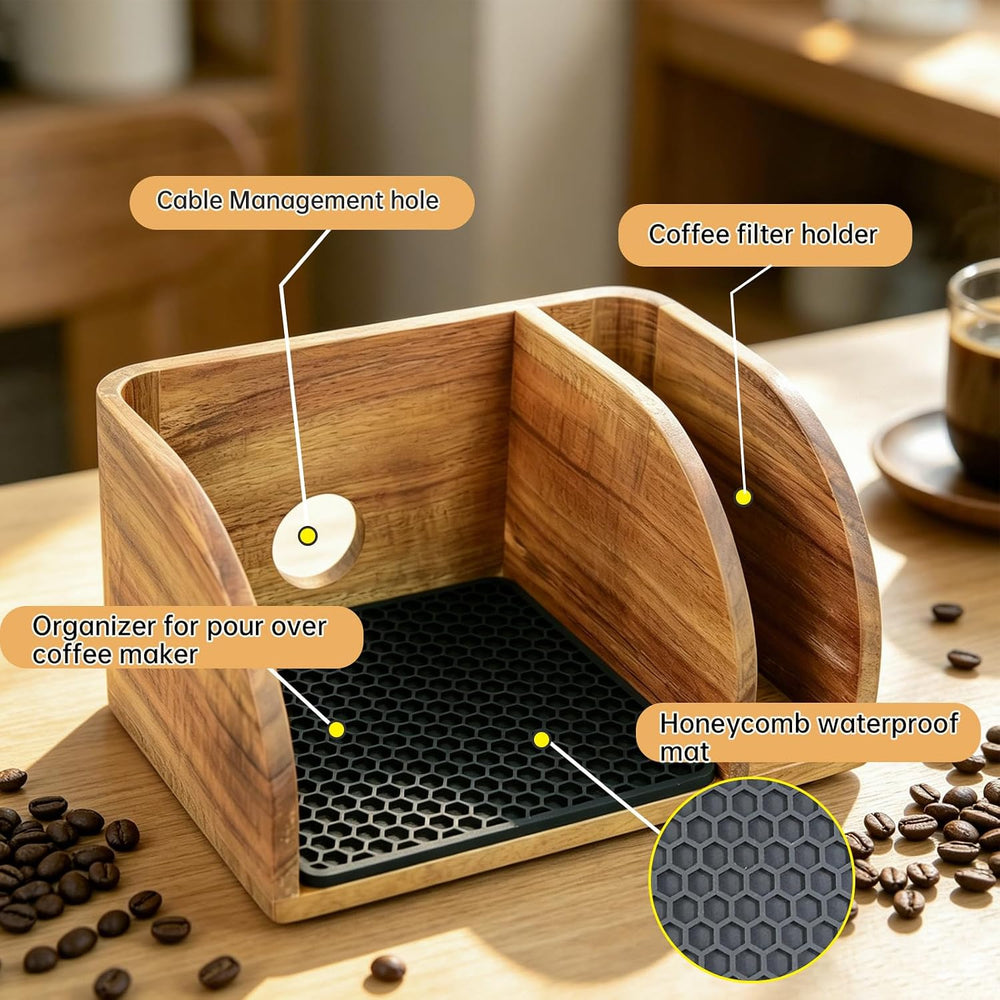 Acacia Coffee Caddy Station Organizer Stand for Chemex Pour Over Maker