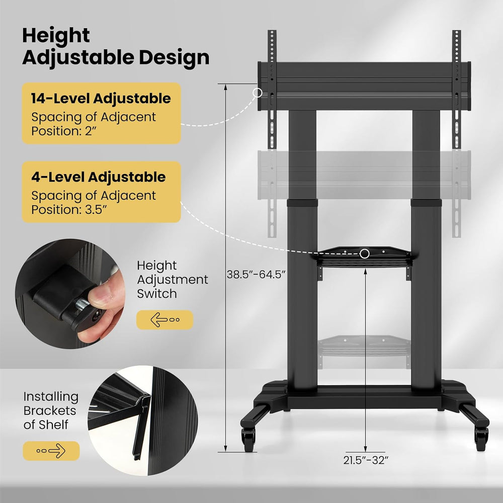 Goplus Rolling TV Stand for 32"-85" Flat Curved LED/LCD/OLED TVs up...