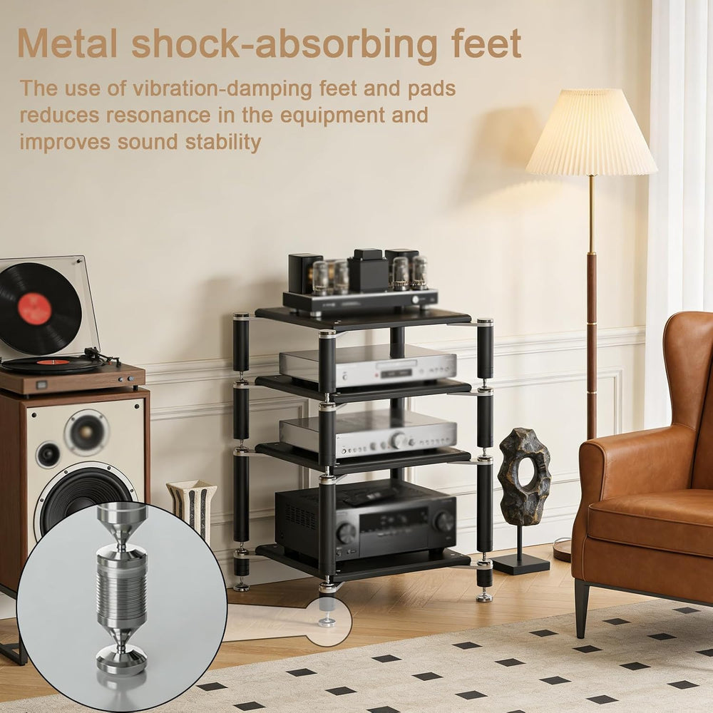 Heavy Duty AV Media Stand, AV Component Stand with Stainless Steel Bracket, S...