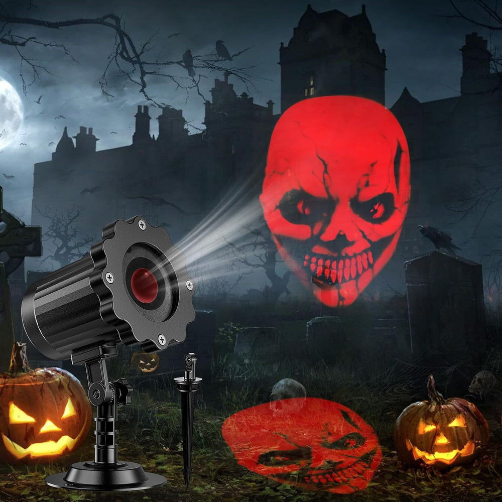 Halloween Decorations Outdoor, 3D Dynamic Red Skull Halloween Projector Light...