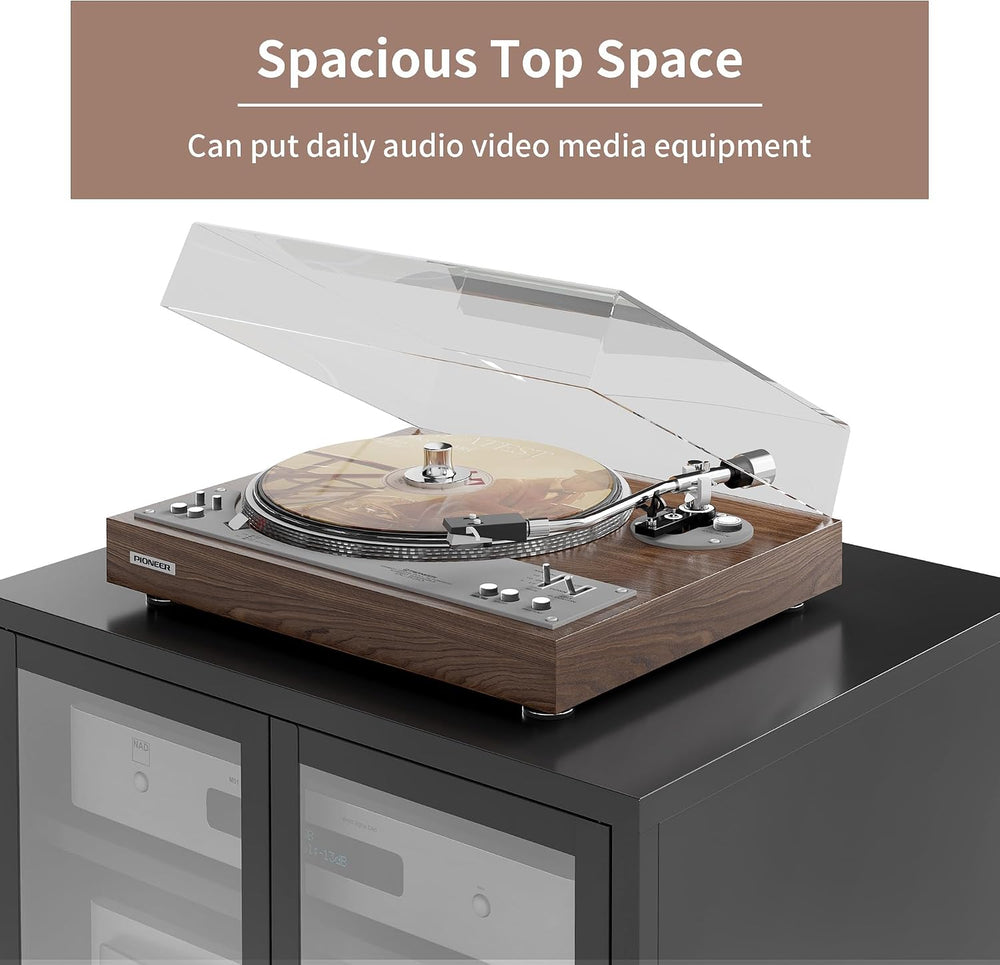 Heavy Duty 4-Tier Media Cabinet, Audio-Video Media Stand with Tempered Glass ...