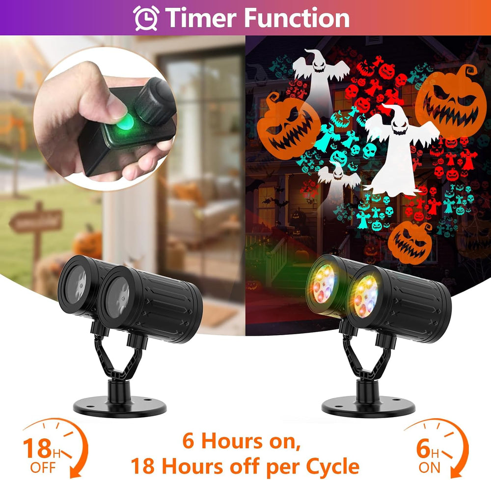 Halloween Projector Lights Outdoor Dynamic Halloween Decorations with Timer