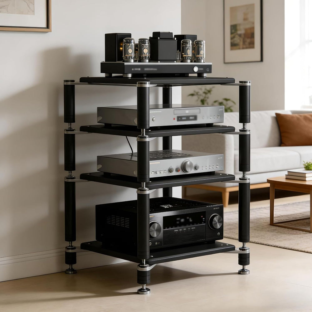 Heavy Duty AV Media Stand, AV Component Stand with Stainless Steel Bracket, S...