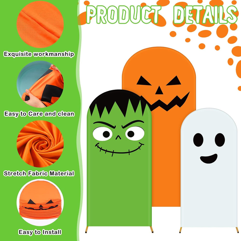 Moukeren 3 Pcs Halloween Arch Cover 4ft 5ft 6ft Pumpkin Ghost Theme