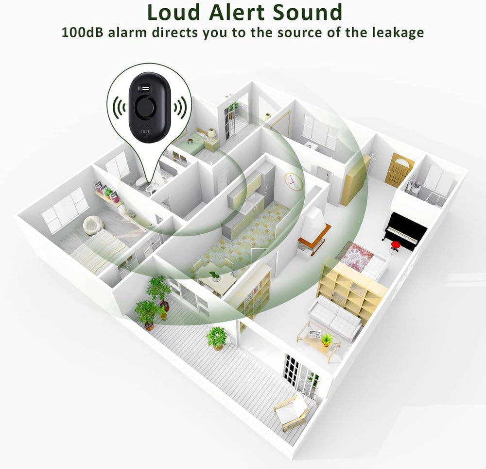 5 Pack Water Leak Detectors for Home, 100dB Water Sensor Alarm Black