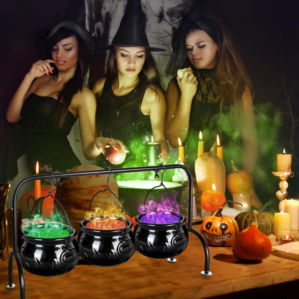 Halloween Party Decorations, 3 Ceramic Witches Cauldron Serving Bowls Set