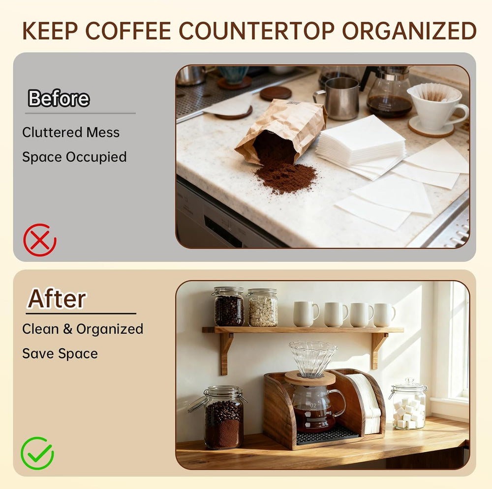 Acacia Coffee Caddy Station Organizer Stand for Chemex Pour Over Maker