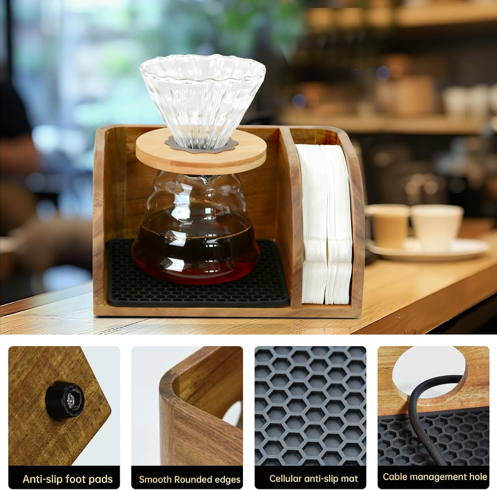 Acacia Coffee Caddy Station Organizer Stand for Chemex Pour Over Maker