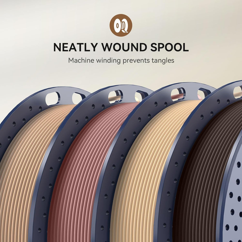 SUNLU Real Wood Fiber PLA Filament 1.75mm, 250g Spool, 4 Rolls Bundle