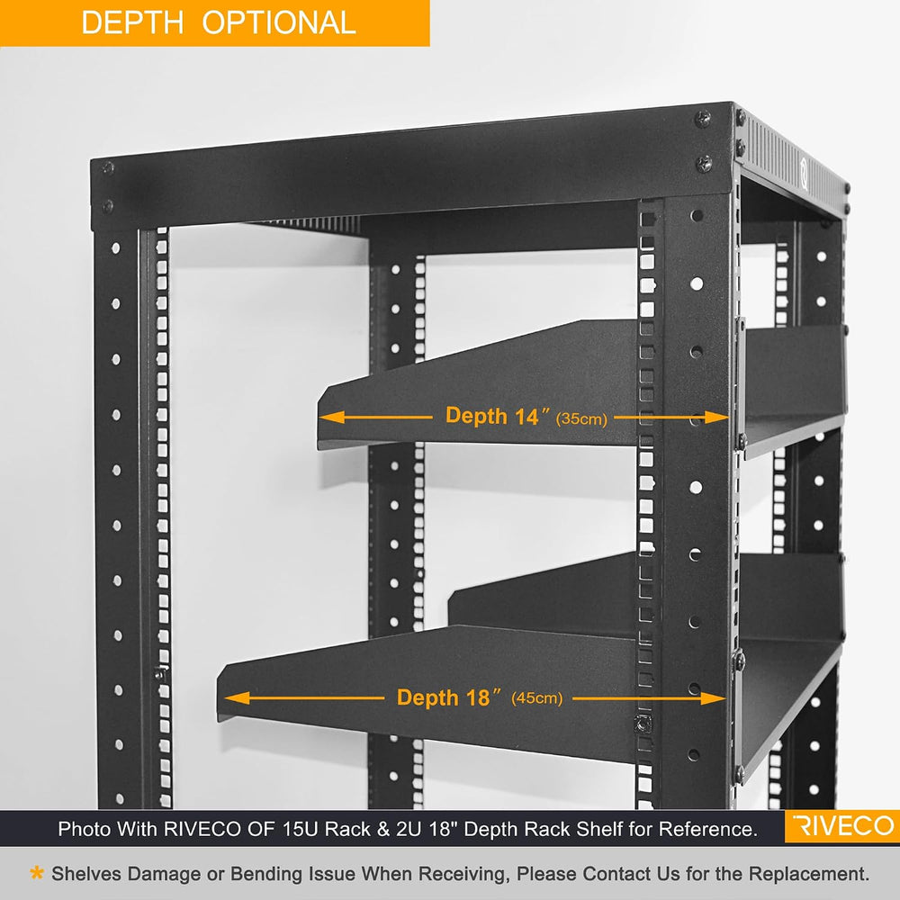 RIVECO 2U Server Rack Shelves for 19" Network Cabinet, Rack Mount Vented...