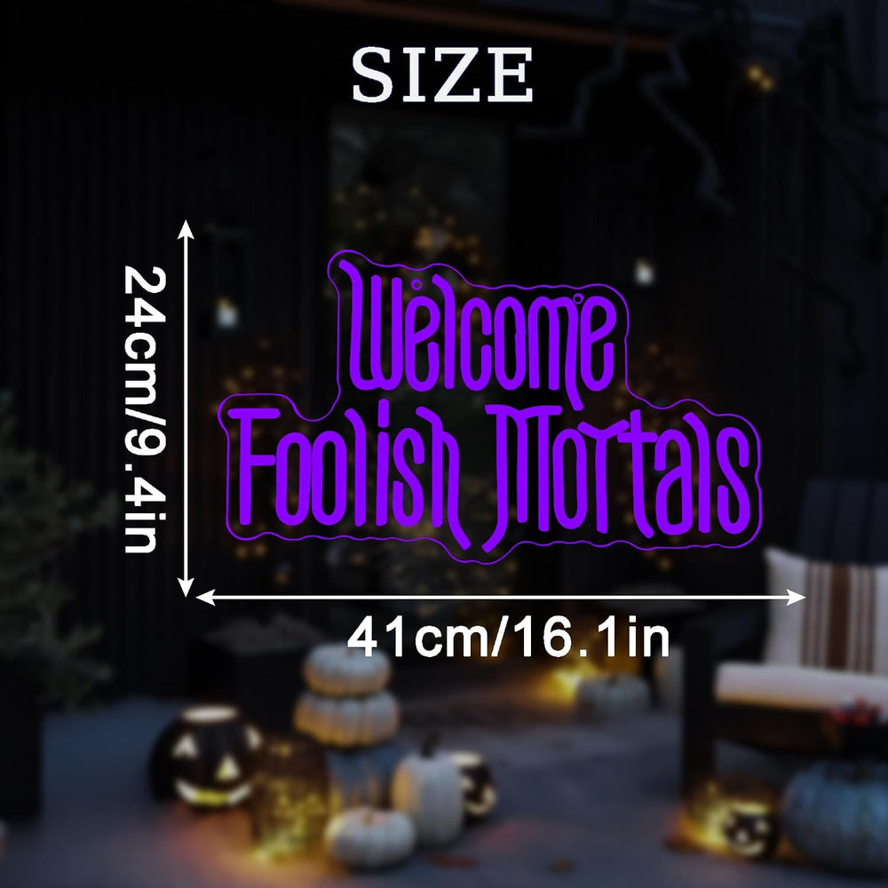 Welcome Foolish Mortals Neon Sign, Halloween Neon Light Spooky Gothic Haunted...