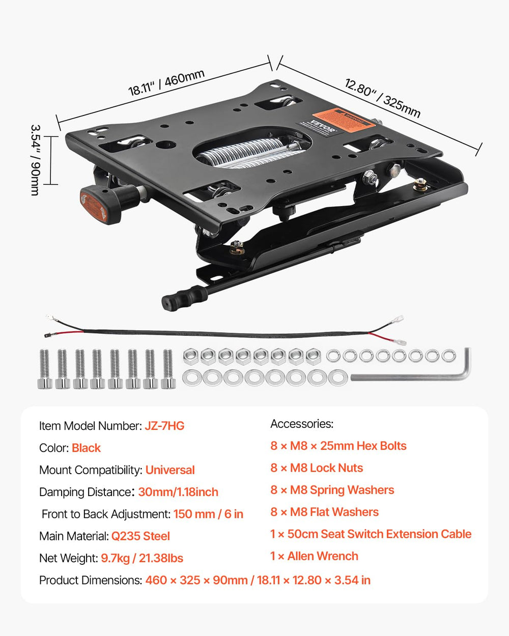 VEVOR Seat Suspension Kit with Seat Slider Track, Universal Air Ride Seat Sus...