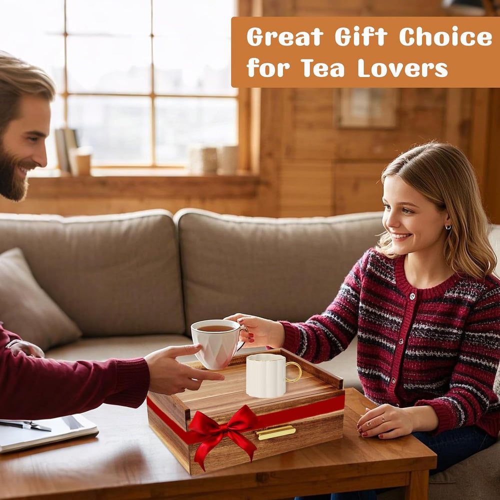 NANXITU Acacia Wood Tea Holder Organizer, Tea Box Organizer Storage Box