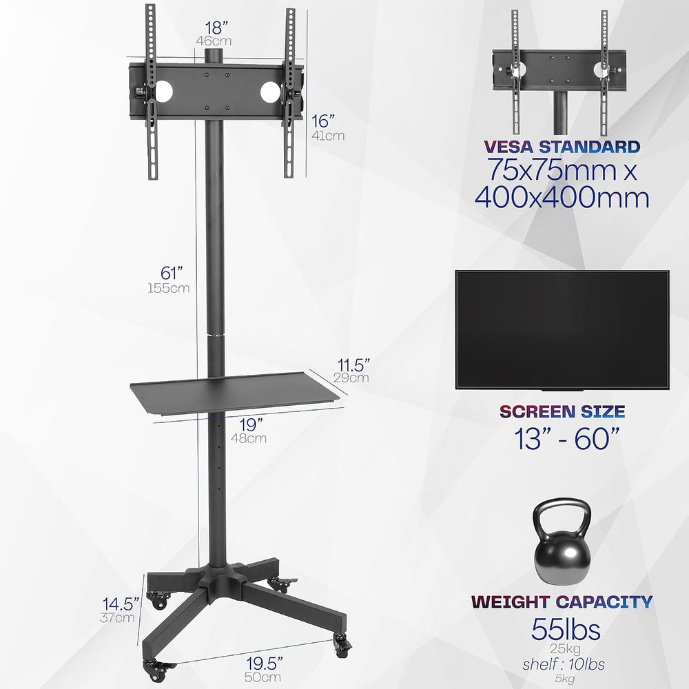 VIVO Mobile TV Cart with Laptop DVD Shelf for 13-60 in Screens