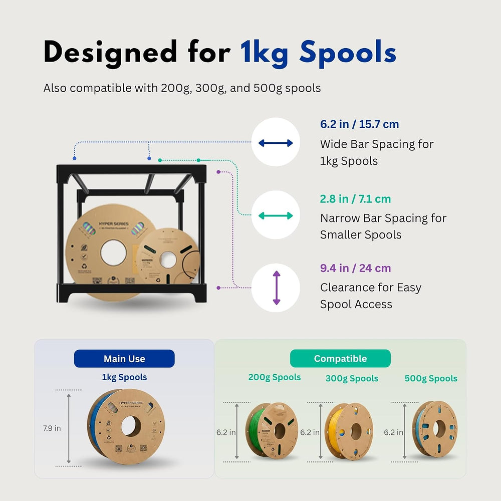 9-Tier 3D Printer Filament Storage Rack, Holds Up to 54 1kg Spools, Space-Sav...