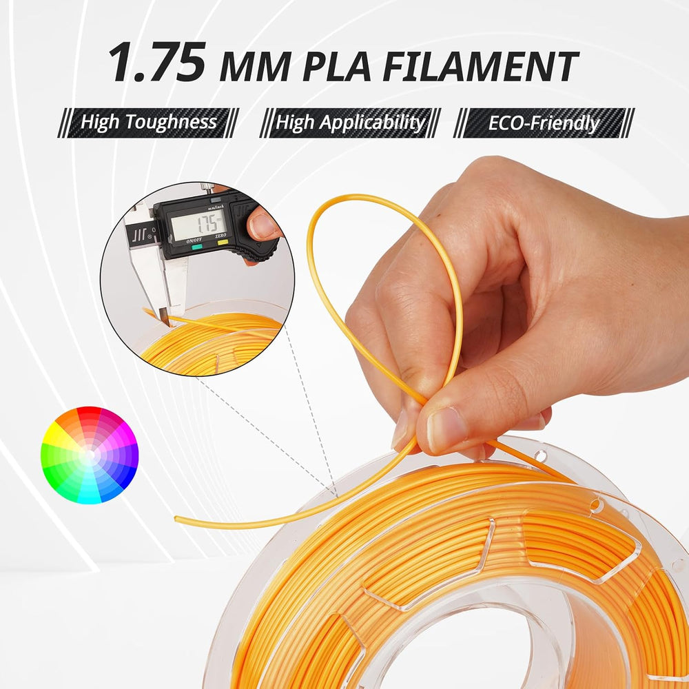 AMOLEN PLA 3D Printer Filament PLA Filament 1.75mm Silk Filament Bundle,Gold,...