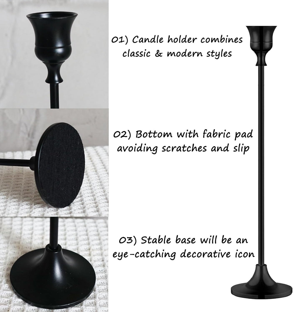 12PC Black Candlestick Holders Halloween Taper Candle Holders Fall Decor