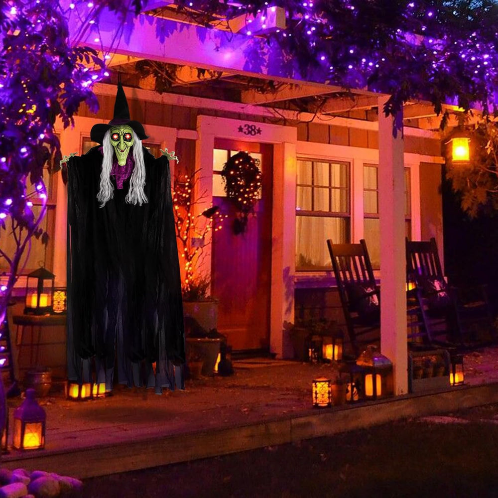 59” Halloween Hanging Animated Witch Decoration with Sound Activated