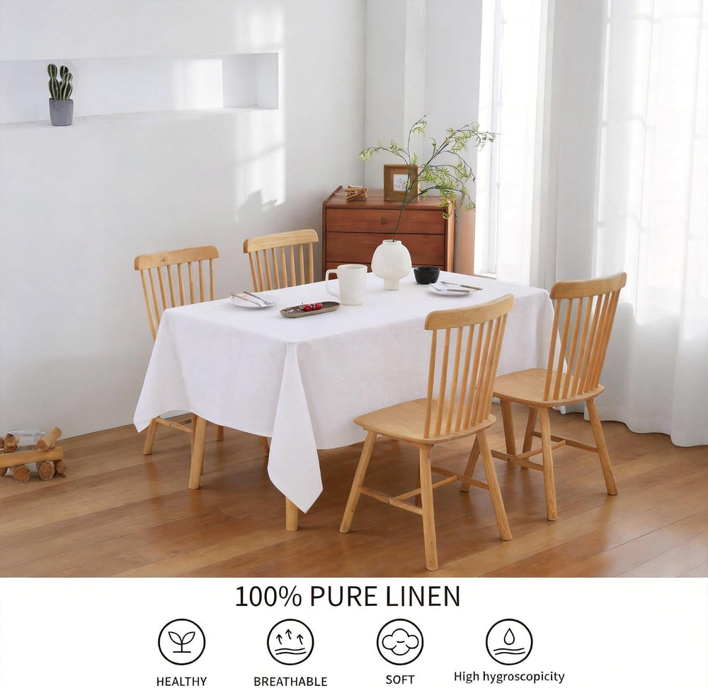 100% French Flax Linen Tablecloths Rectangle 132Lx60W Inch for Dinners, Parti...