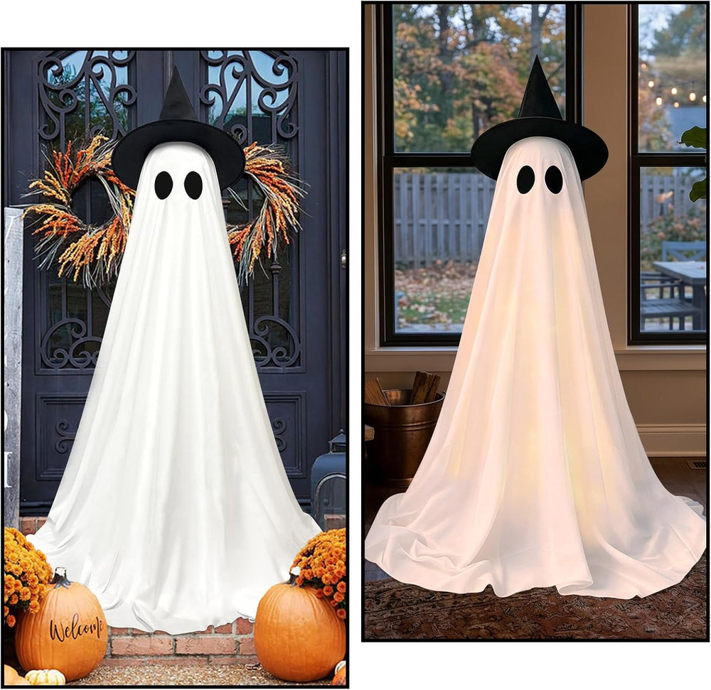 DAZONGE 2-Pack Halloween Ghost Decorations Outdoor with Remote Lights