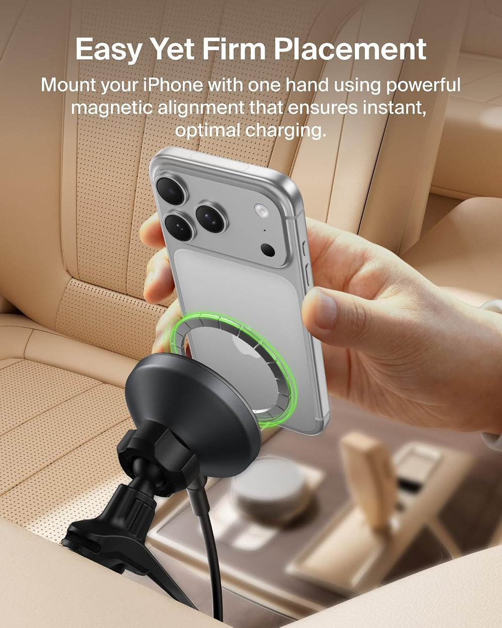 Belkin Qi2 15W Magnetic Wireless Vent Mount, Fast Charging Car Charger