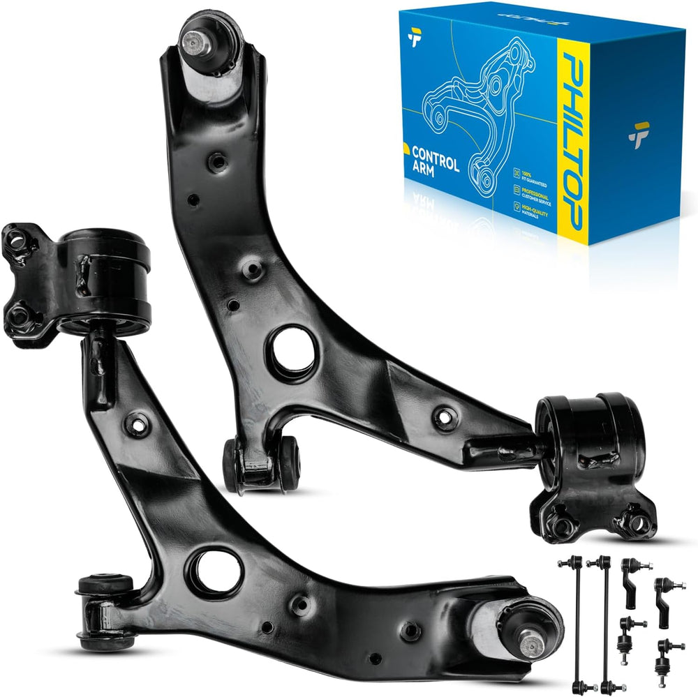 PHILTOP 8Pcs Front Lower Control Arm w/Ball Joint Sway Bar End Link Tie Rod E...