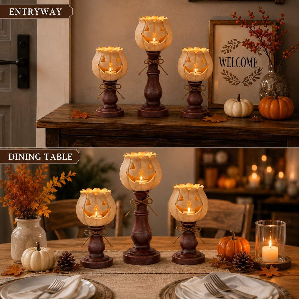 3PCS Pumpkin Tealight Candle Holder Set, Fall Decor, Halloween Party