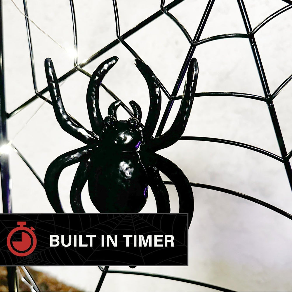 Haunted Hill Farm 2.6-Ft. Metal Spiderweb with Stake Halloween Decoration